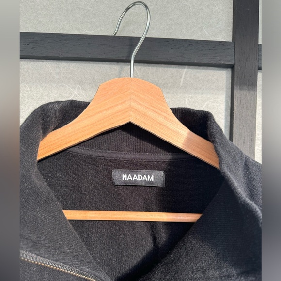 Naadam Cotton/Cashmere Cropped Fleece Quarter Zip - Picture 5 of 9